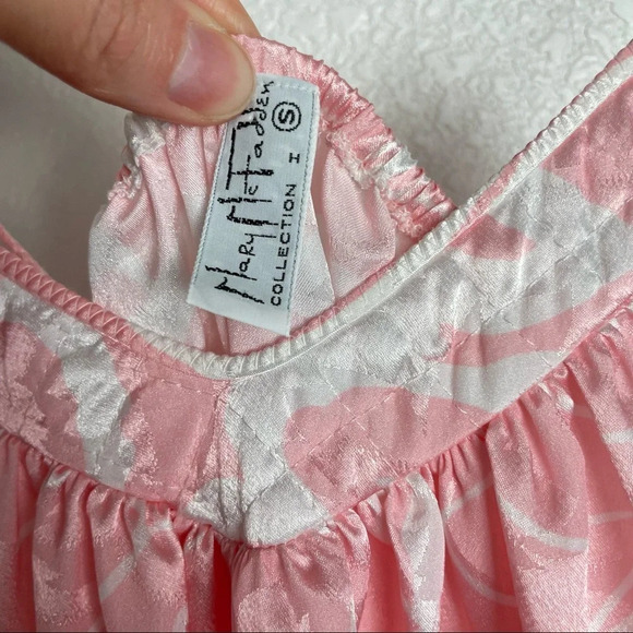 Vintage Mary McFadden Pink and White Nightgown Satin Size Small - Picture 3 of 9